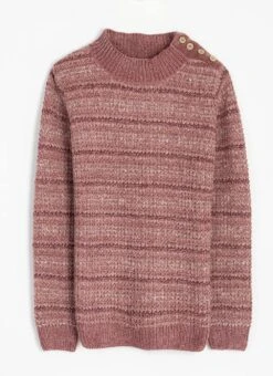 Chenille Striped Turtle Neck Jumper