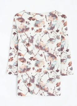 Soft Touch Pearl Trim Print Top -The Edinburgh Woollen Mill 63433pvl c2220489f908fcd