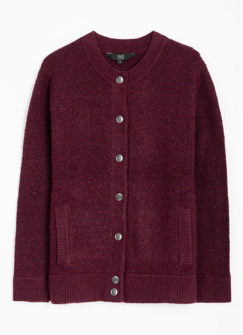 Textured Rib Crew Neck Cardigan 3 Textured Rib Crew Neck Cardigan - Image 3