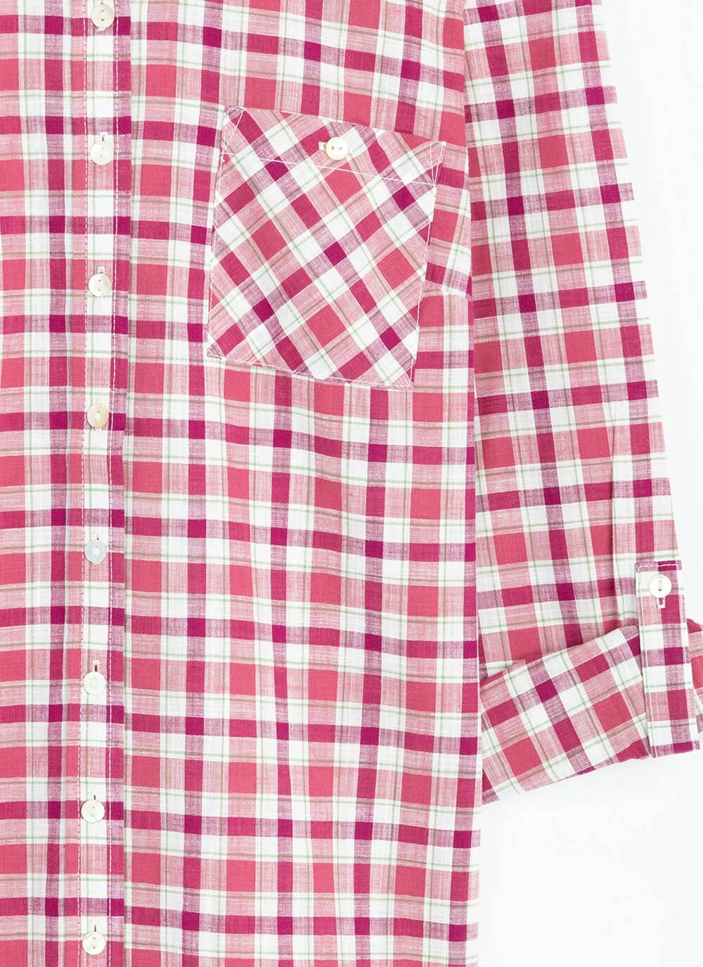 Pure Cotton Round Neck Check Blouse 3 Pure Cotton Round Neck Check Blouse - Image 3