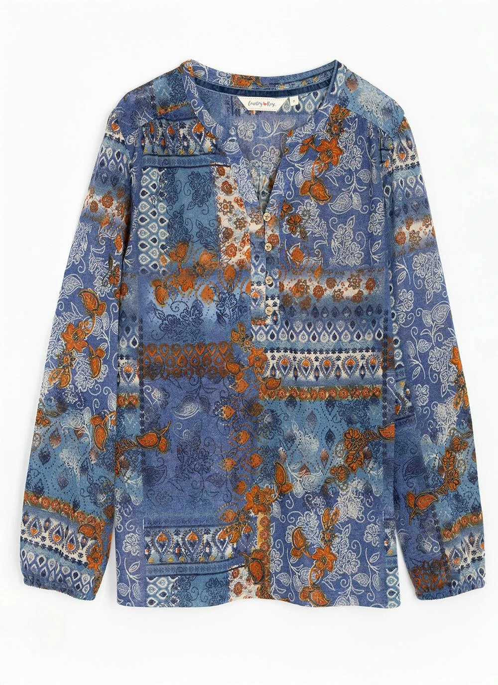 Jersey Printed V-Neck Top 1 Jersey Printed V-Neck Top