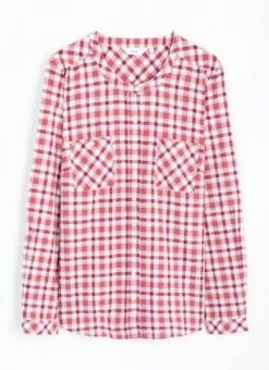 Pure Cotton Round Neck Check Blouse