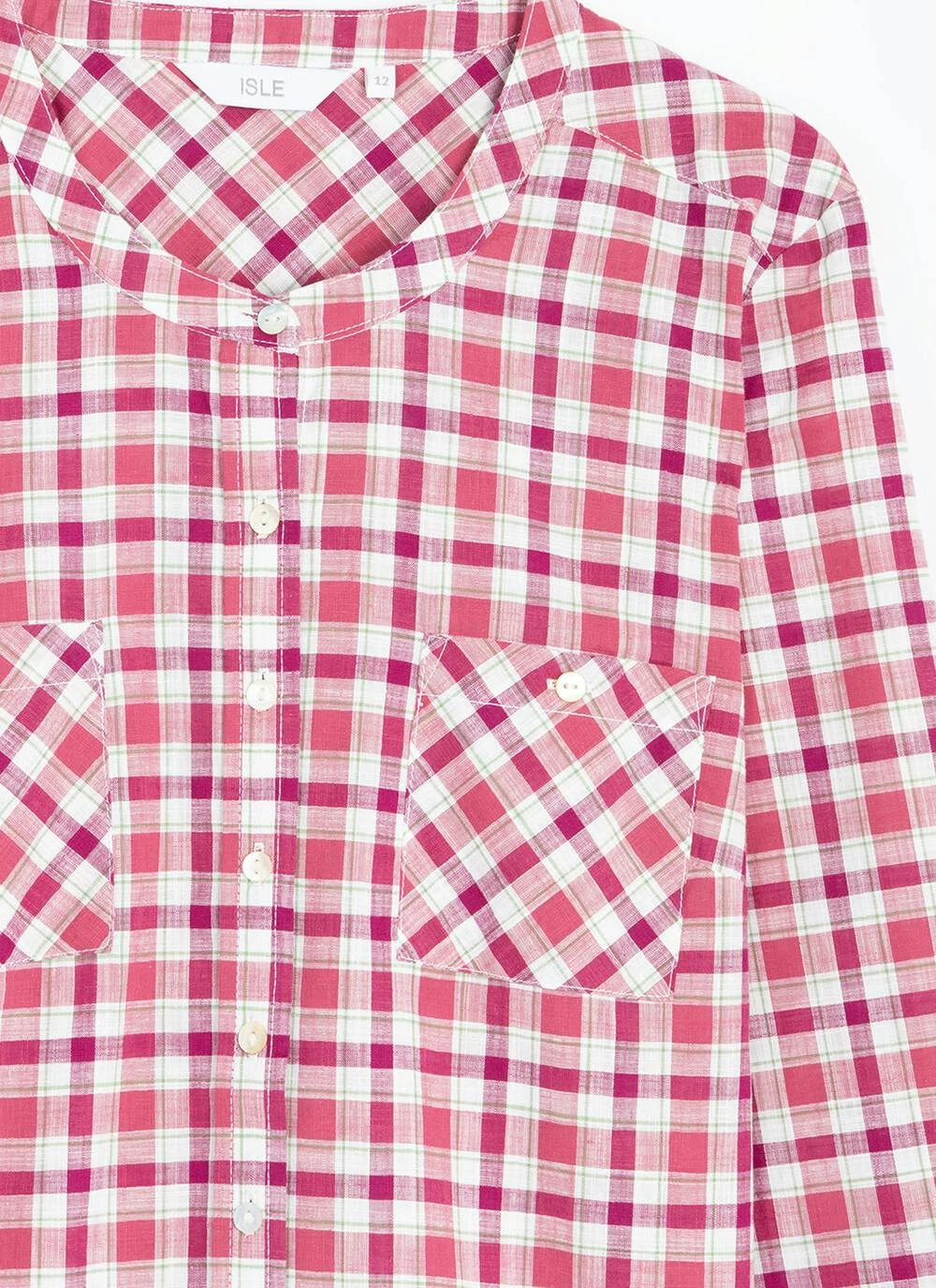 Pure Cotton Round Neck Check Blouse 2 Pure Cotton Round Neck Check Blouse - Image 2
