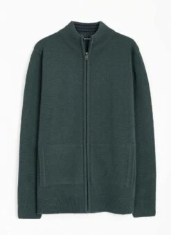 Textured Knit Zip Through Cardigan