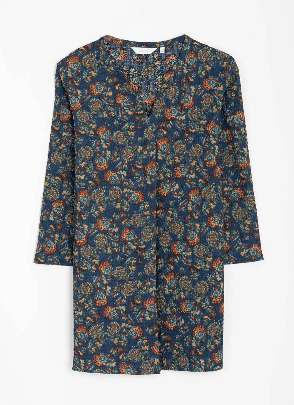 Textured Notch Neck Printed Tunic 1 Textured Notch Neck Printed Tunic