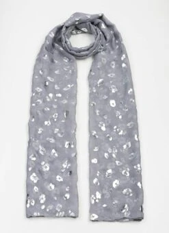 Lightweight Foil Leopard Scarf
