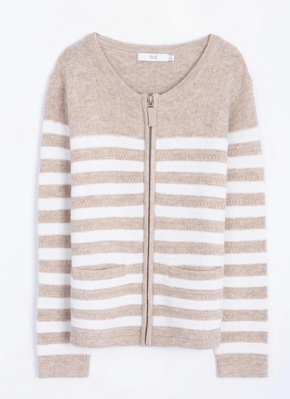 Striped Crew Neck Cardigan 1 Striped Crew Neck Cardigan