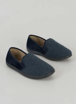 Plush Lined Herringbone Full Slipper