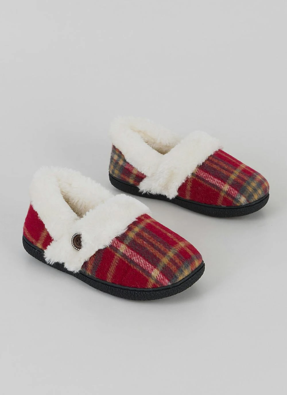 Comfy Faux Fur Lined Check Full Slippers 1 Comfy Faux Fur Lined Check Full Slippers