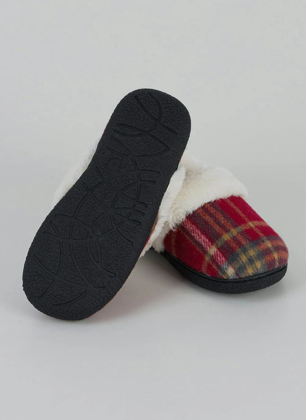 Comfy Faux Fur Lined Check Full Slippers 3 Comfy Faux Fur Lined Check Full Slippers - Image 3