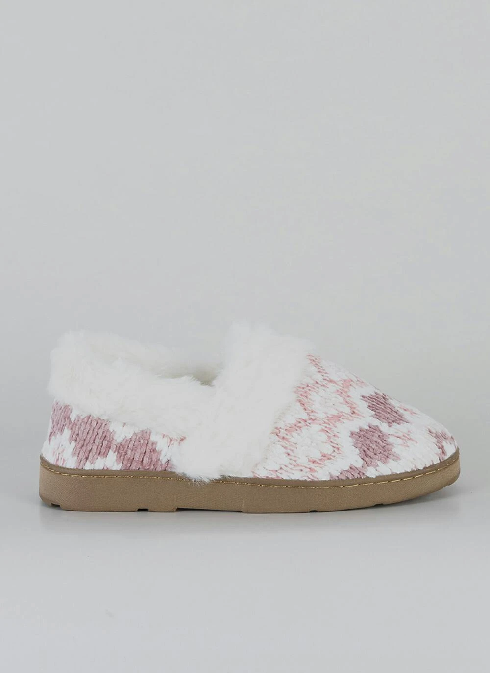Comfy Faux Fur Lined Fair Isle Full Slippers 2 Comfy Faux Fur Lined Fair Isle Full Slippers - Image 2