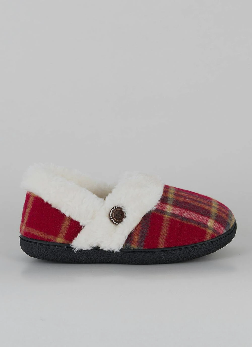 Comfy Faux Fur Lined Check Full Slippers 2 Comfy Faux Fur Lined Check Full Slippers - Image 2