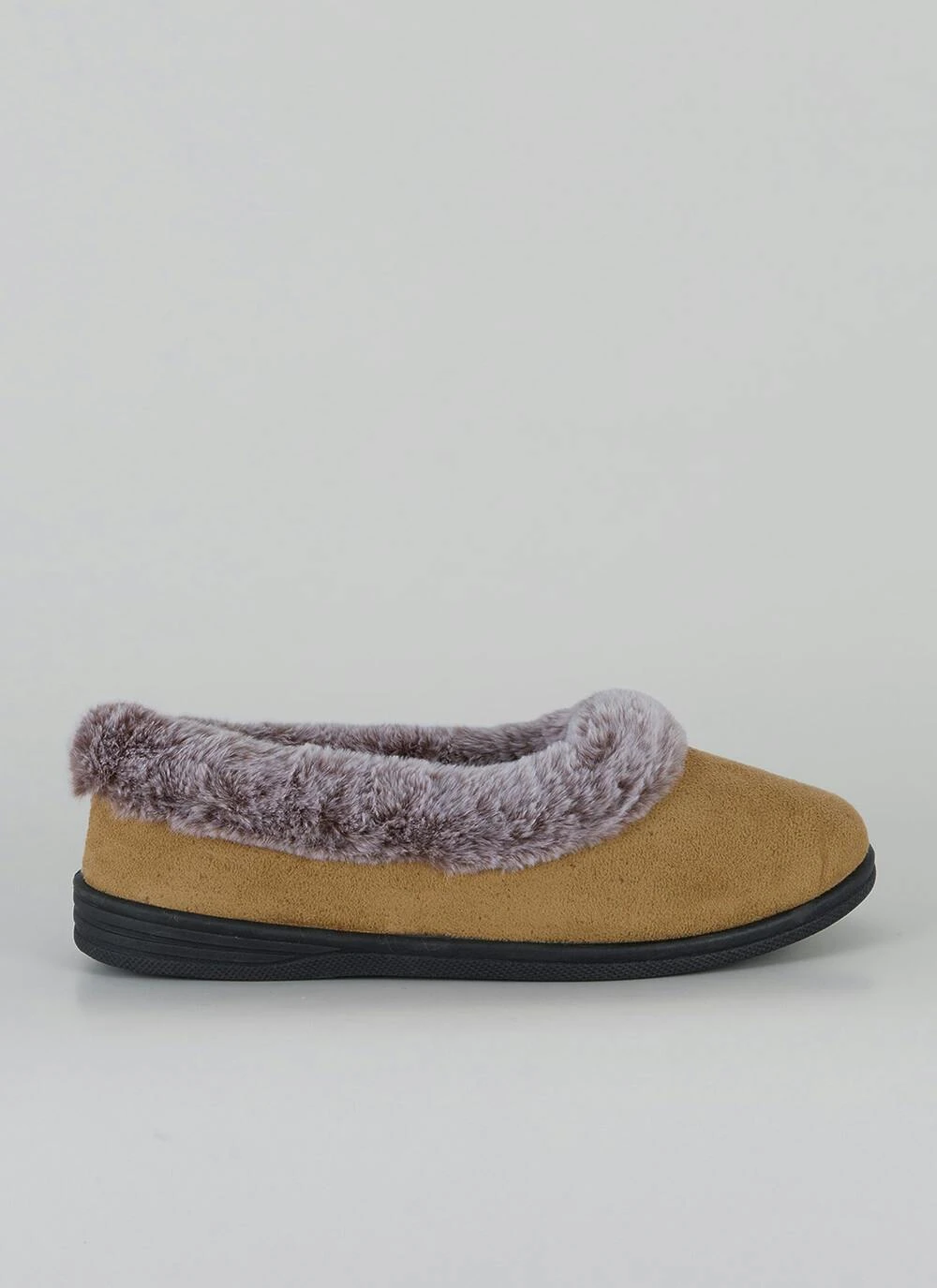 Comfy Faux Fur Lined Suedette Full Slippers 2 Comfy Faux Fur Lined Suedette Full Slippers - Image 2