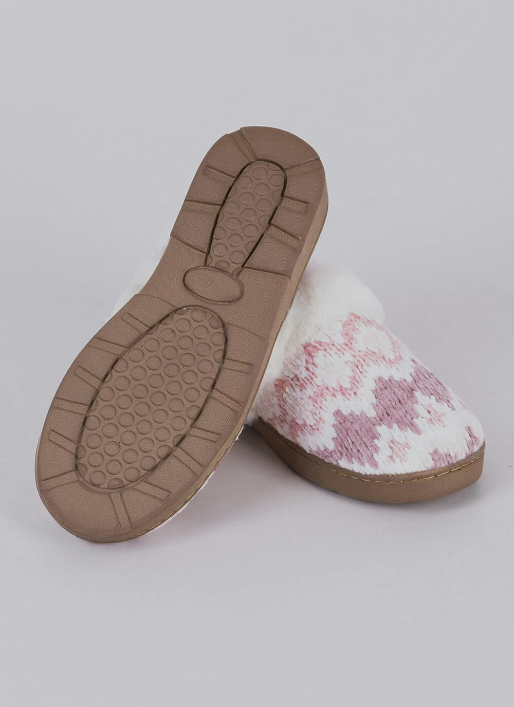Comfy Faux Fur Lined Fair Isle Full Slippers 3 Comfy Faux Fur Lined Fair Isle Full Slippers - Image 3