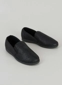 Plush Lined Faux Leather Full Slipper