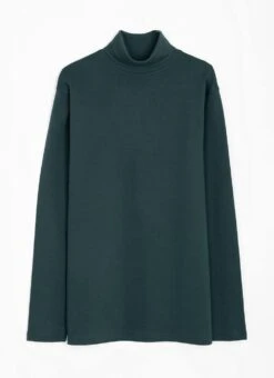 Pure Cotton Roll Neck Long Sleeve Top