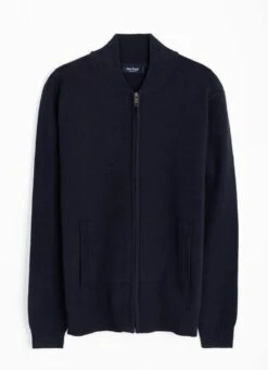 Cotton Rich Bomber Style Zip Cardigan