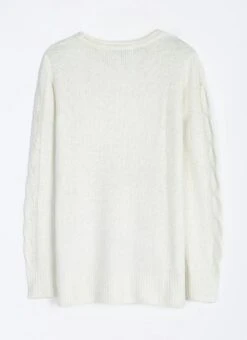 Wool Blend Cable Knit Crew Neck Jumper -The Edinburgh Woollen Mill 65236pvl f760f9775b4a8d0