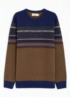 Fairisle Yoke Crew Neck Jumper With Wool