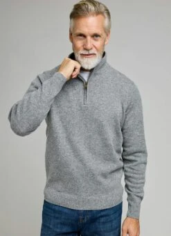 100% Lambswool Zip Neck Jumper