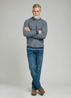 Striped Textured Knit Crew Neck Jumper -The Edinburgh Woollen Mill 65491pvl e5956f2e5b3ecb6