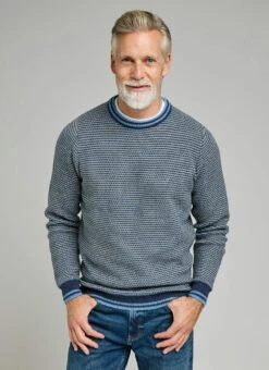 Striped Textured Knit Crew Neck Jumper