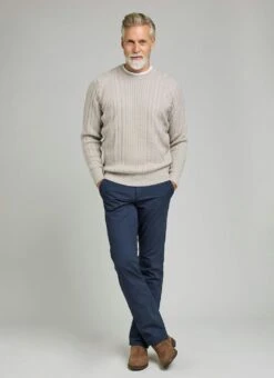 Cable Knit Crew Neck Jumper With Wool -The Edinburgh Woollen Mill 65538pvl 2c5cf32795673df