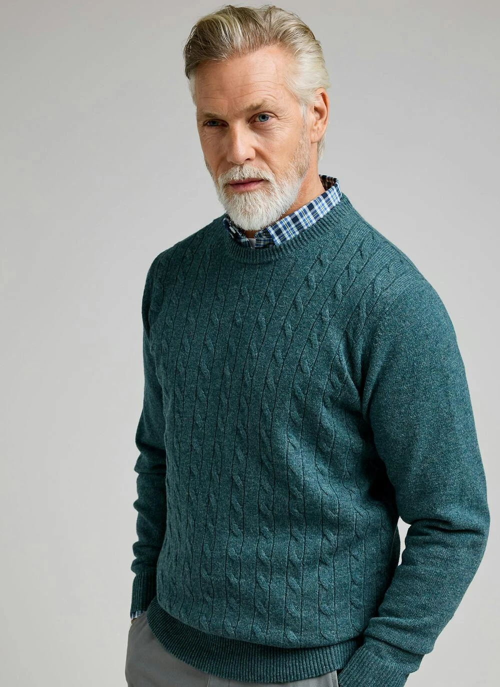 100% Lambswool Crew Neck Cable Jumper 2 100% Lambswool Crew Neck Cable Jumper - Image 2