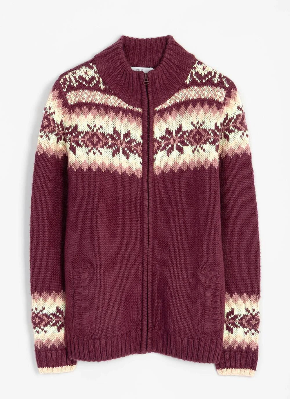 Fairisle Funnel Neck Cardigan 3 Fairisle Funnel Neck Cardigan - Image 3