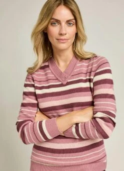Striped V Neck Jumper
