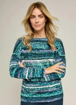 Soft Touch Printed Boat Neck Top