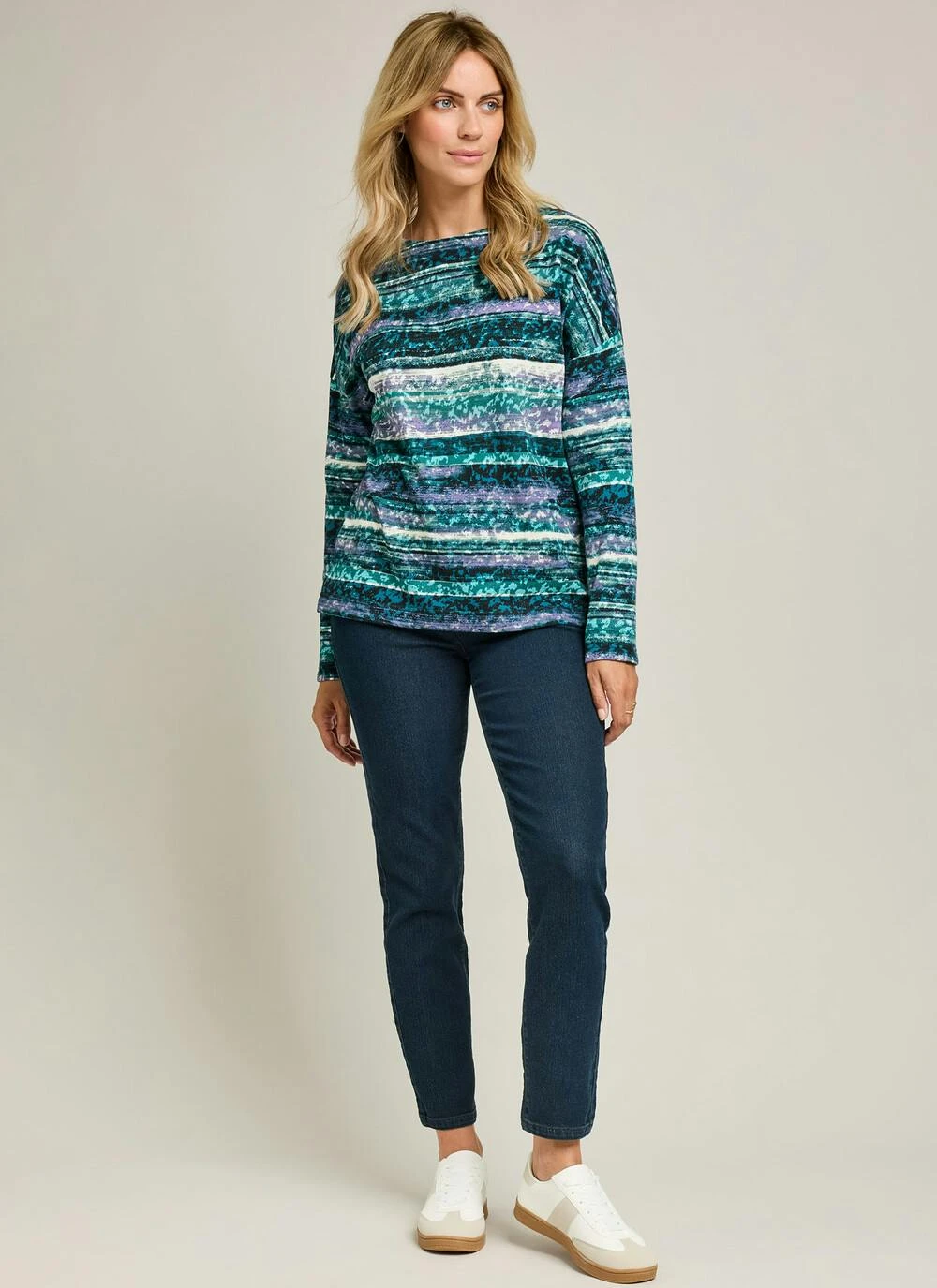 Soft Touch Printed Boat Neck Top 3 Soft Touch Printed Boat Neck Top - Image 3