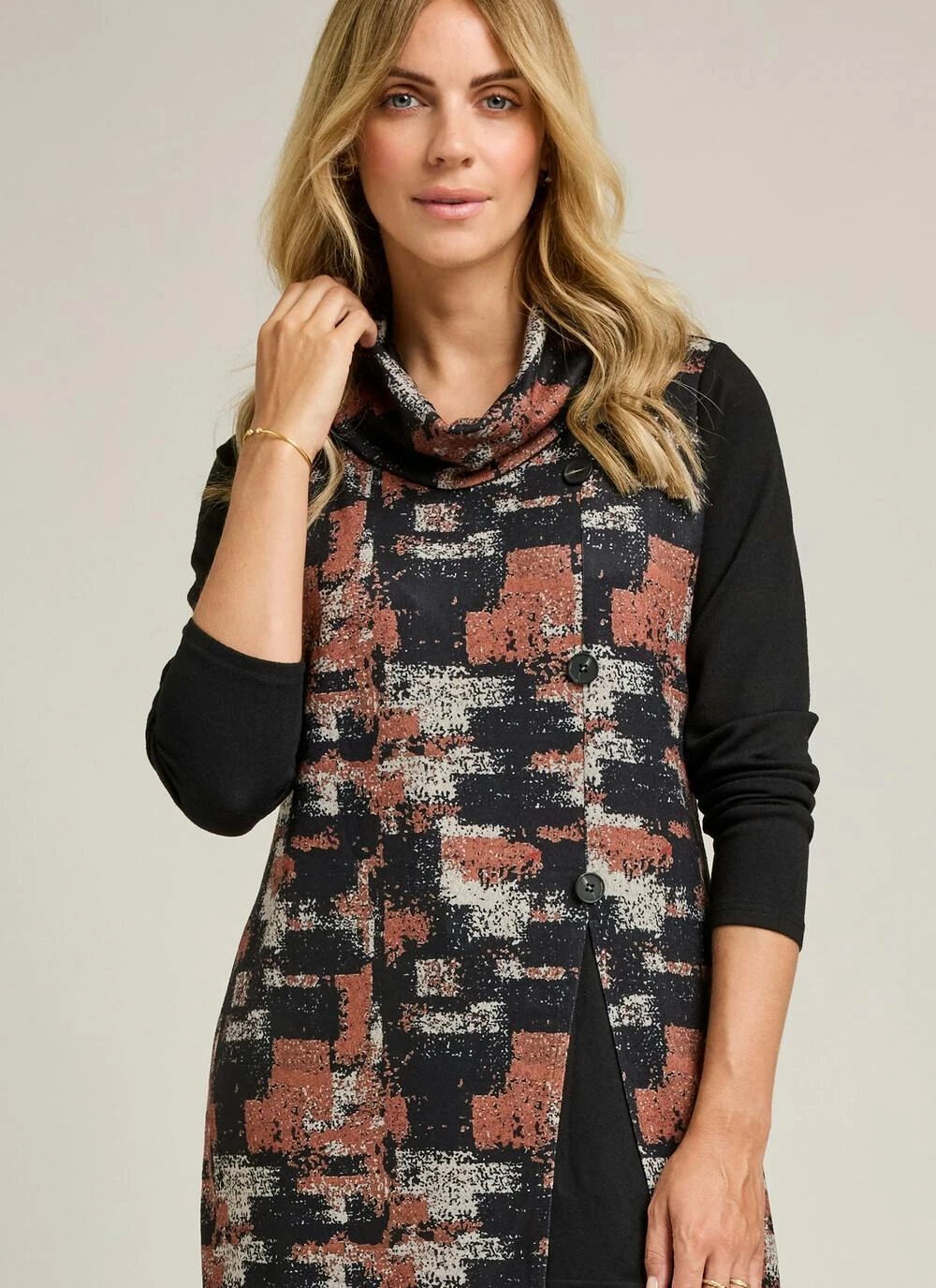 Button Front Cowl Neck Tunic 2 Button Front Cowl Neck Tunic - Image 2