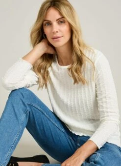 Textured Crew Neck Top