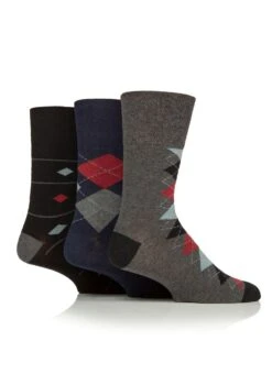 3pk Cotton Rich Stripe Argyle Socks