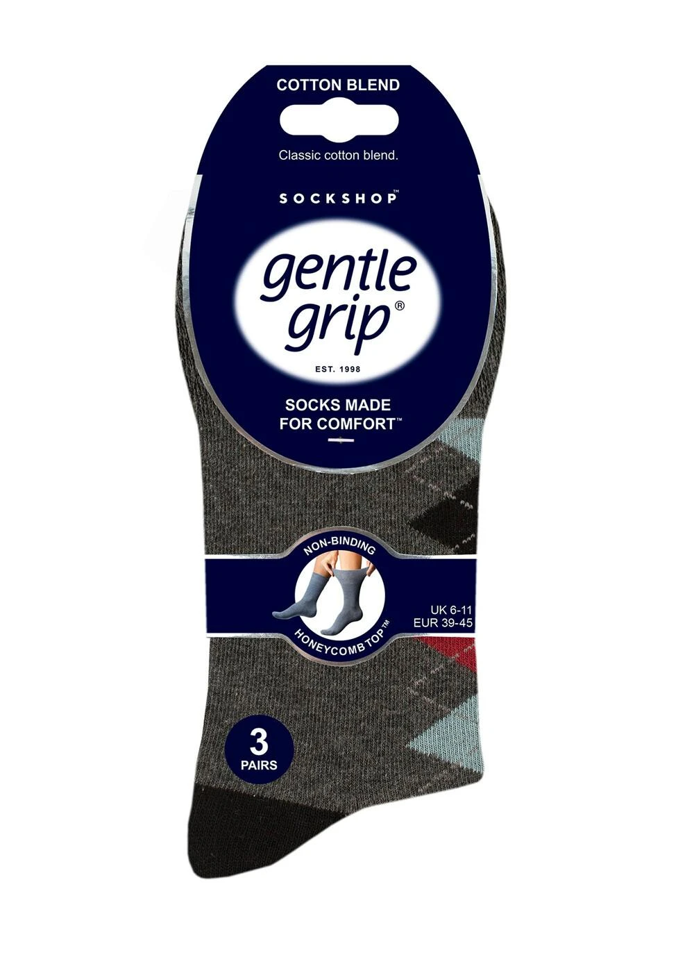 3pk Cotton Rich Stripe Argyle Socks 2 3pk Cotton Rich Stripe Argyle Socks - Image 2