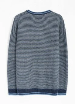 Striped Textured Knit Crew Neck Jumper -The Edinburgh Woollen Mill 65948pvl a7681b90e0d6d96