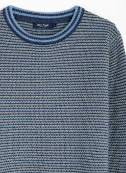 Striped Textured Knit Crew Neck Jumper -The Edinburgh Woollen Mill 65950pvl 96112bec5ae9f49