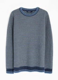 Striped Textured Knit Crew Neck Jumper -The Edinburgh Woollen Mill 65956pvl 581392bff2ae958