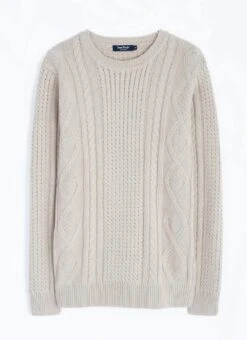Cable Knit Crew Neck Jumper With Wool -The Edinburgh Woollen Mill 66006pvl adda75623ab7b86