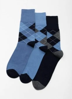 3pk Comfort Top Cotton Rich Argyle Socks