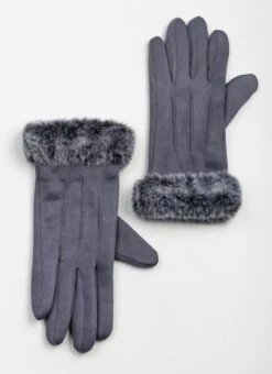 Faux Suede Fur Lined Touch Screen Glove