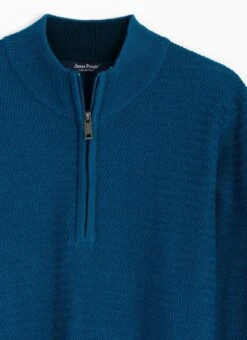 Cotton Rich Zip Neck Textured Jumper 11 Cotton Rich Zip Neck Textured Jumper -The Edinburgh Woollen Mill 66187pvl 9ae25a98d8d7916