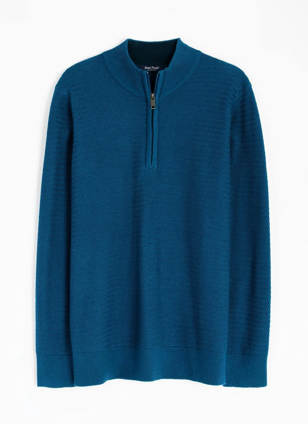 Cotton Rich Zip Neck Textured Jumper 4 Cotton Rich Zip Neck Textured Jumper - Image 4