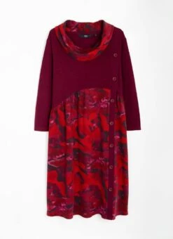 Warm Handle Cowl Neck Midi Dress