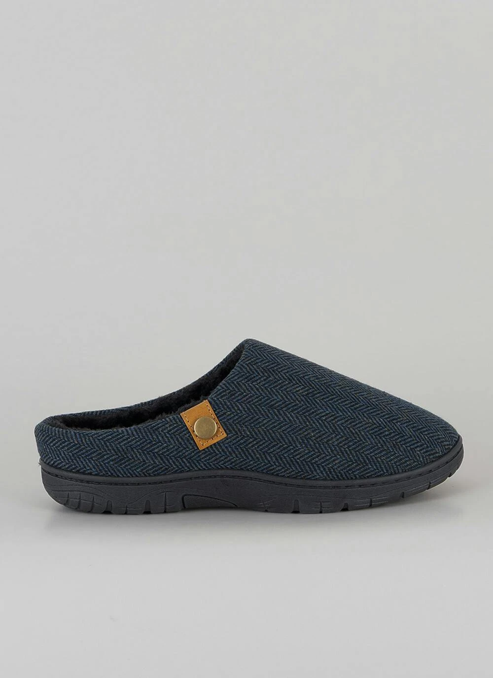 Fleece Lined Herrinbone Mule Slippers 2 Fleece Lined Herrinbone Mule Slippers - Image 2