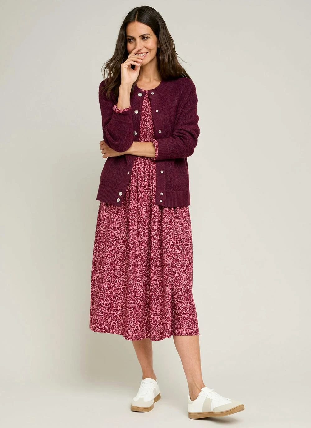 Textured Rib Crew Neck Cardigan 2 Textured Rib Crew Neck Cardigan - Image 2