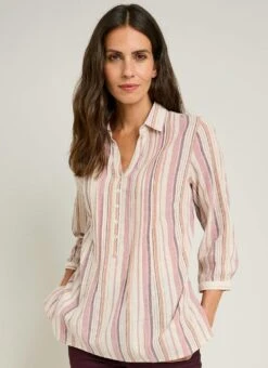 Pure Cotton Pintuck Stripe Blouse