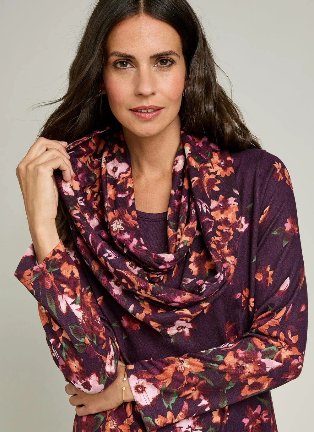 Soft Touch Border Print Snood Tunic 1 Soft Touch Border Print Snood Tunic
