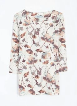 Soft Touch Pearl Trim Print Top -The Edinburgh Woollen Mill 66569pvl 62b8c02d3d11b18